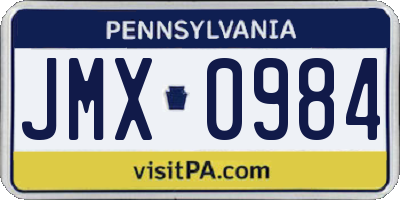 PA license plate JMX0984