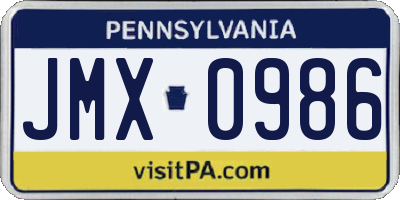 PA license plate JMX0986