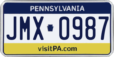 PA license plate JMX0987