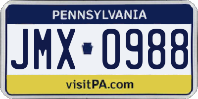 PA license plate JMX0988