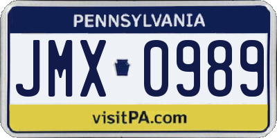 PA license plate JMX0989