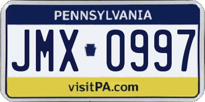 PA license plate JMX0997