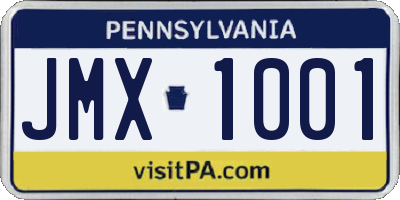 PA license plate JMX1001