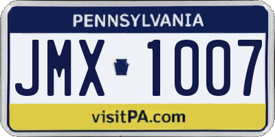 PA license plate JMX1007