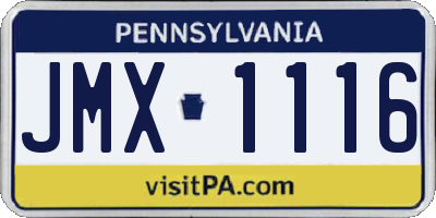 PA license plate JMX1116