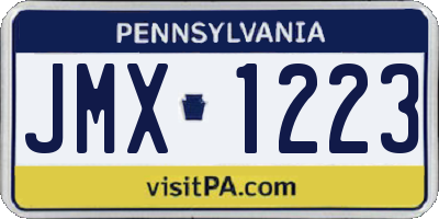 PA license plate JMX1223