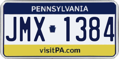 PA license plate JMX1384