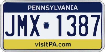 PA license plate JMX1387
