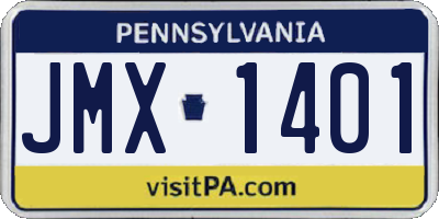 PA license plate JMX1401