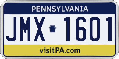 PA license plate JMX1601
