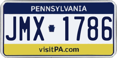 PA license plate JMX1786