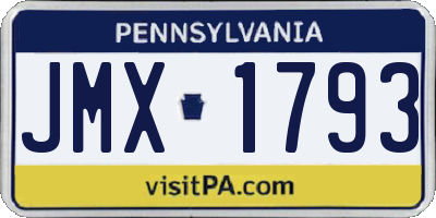 PA license plate JMX1793