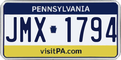 PA license plate JMX1794