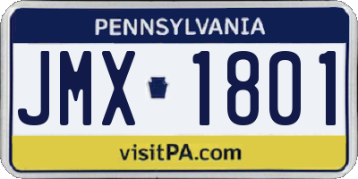PA license plate JMX1801