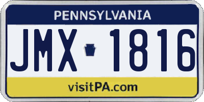 PA license plate JMX1816
