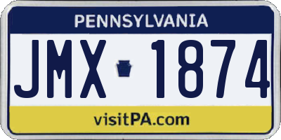 PA license plate JMX1874