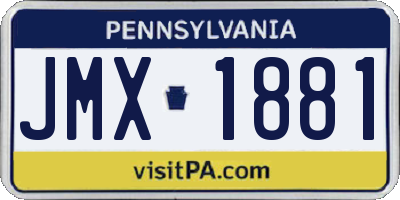 PA license plate JMX1881