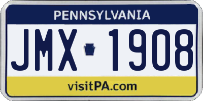 PA license plate JMX1908