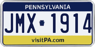 PA license plate JMX1914