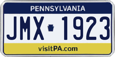 PA license plate JMX1923