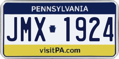 PA license plate JMX1924