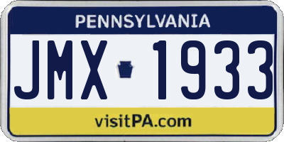 PA license plate JMX1933