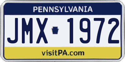 PA license plate JMX1972
