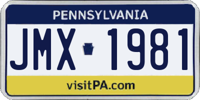 PA license plate JMX1981
