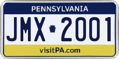 PA license plate JMX2001