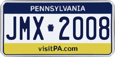 PA license plate JMX2008