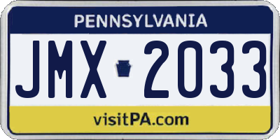 PA license plate JMX2033