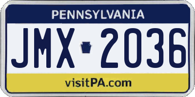 PA license plate JMX2036