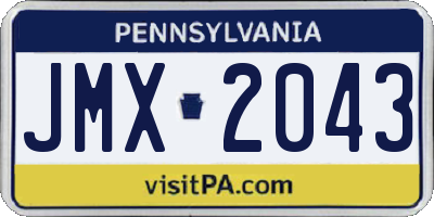 PA license plate JMX2043