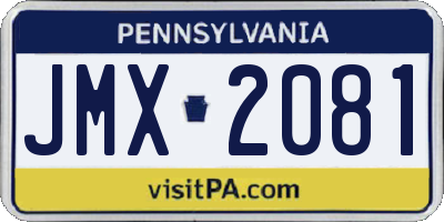 PA license plate JMX2081