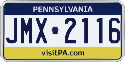 PA license plate JMX2116