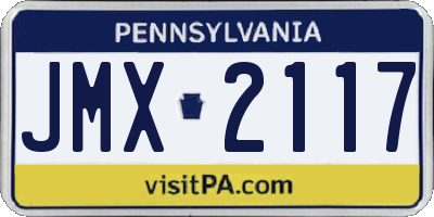 PA license plate JMX2117