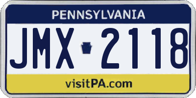 PA license plate JMX2118