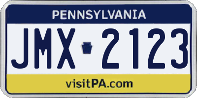 PA license plate JMX2123