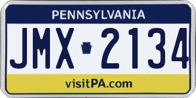 PA license plate JMX2134