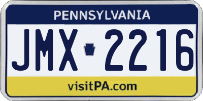 PA license plate JMX2216