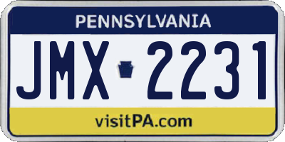 PA license plate JMX2231