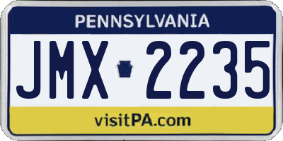 PA license plate JMX2235