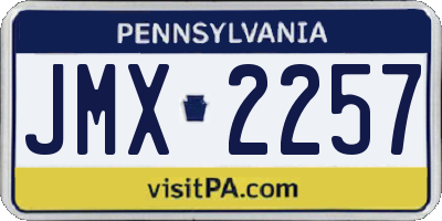 PA license plate JMX2257