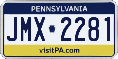 PA license plate JMX2281