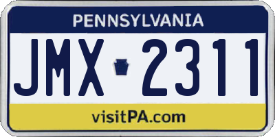 PA license plate JMX2311