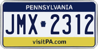 PA license plate JMX2312