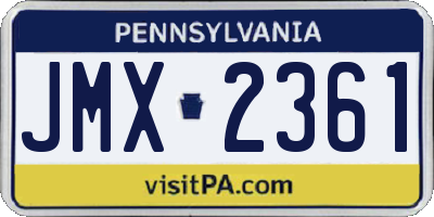 PA license plate JMX2361