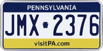 PA license plate JMX2376