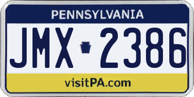 PA license plate JMX2386