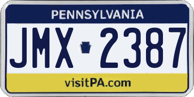 PA license plate JMX2387